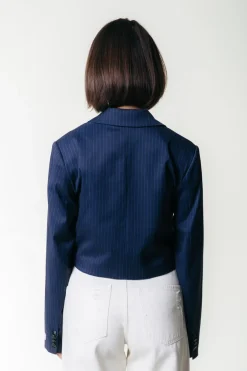 Sale Winoah Stripe Cropped Blazer | Dark blue Blazers